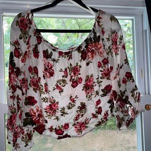 Over the shoulder shirt with flare sleeves